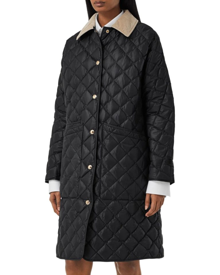 Image of Corduroy Collar Quilted Jacket