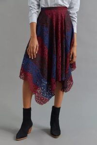 Sachin & Babi Lace Handkerchief Midi Skirt