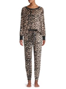 2-Piece Leopard Print Faux Fur Pajama Setp