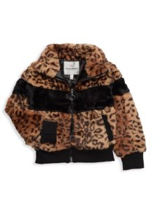Little Girl's Leopard-Pattern Faux Fur Jacket
