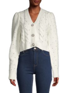 Faux Pearl-Embellished Cardigan