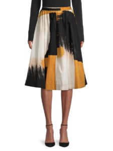 Brushstroke-Print A-Line Skirt