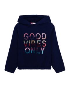 Girl's Good Vibes Only Sequined Hoodie, Size 4-10