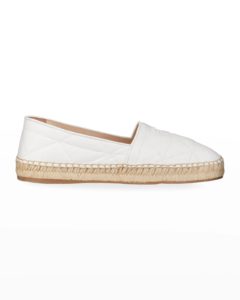 Quilted Leather Logo Flat Espadrillesp