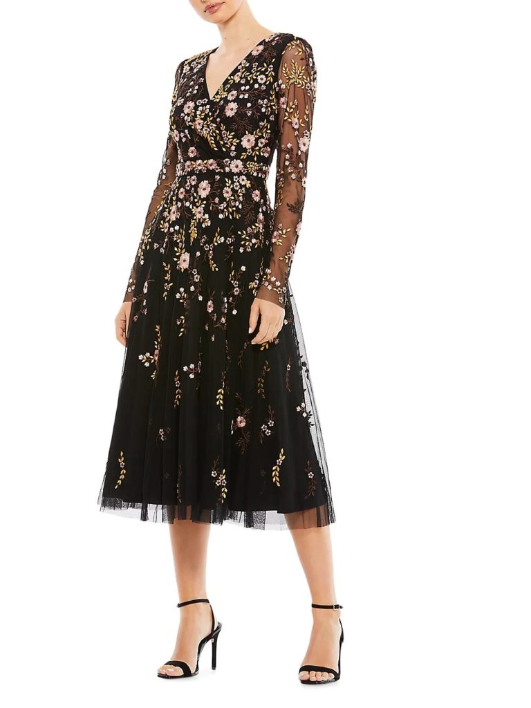 Image of Embroidered Floral Midi Dress