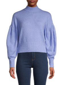 Ella Puff-Sleeve Dropped-Shoulder Sweater