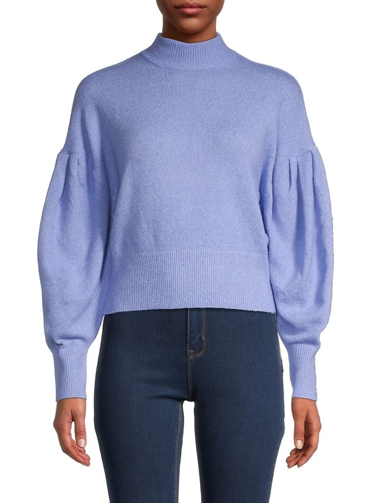 Image of Ella Puff-Sleeve Dropped-Shoulder Sweater