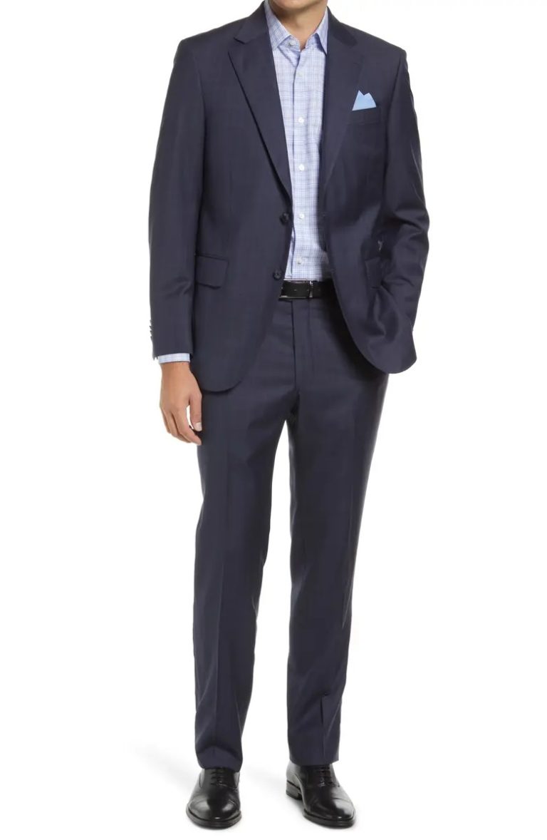 Image of Flynn Classic Fit Plaid Wool Suit