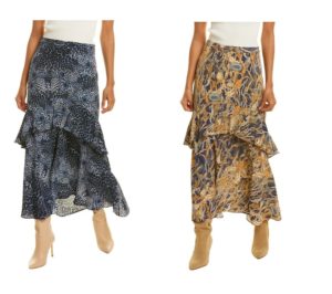 Ruffle Tiered Silk Skirt