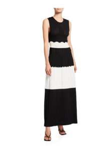 Scallop-Trim Knit Midi Dress
