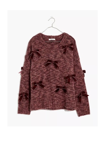 Image of Velvet Bow Pullover Sweater