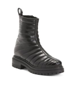 Leather Booties With Stitching