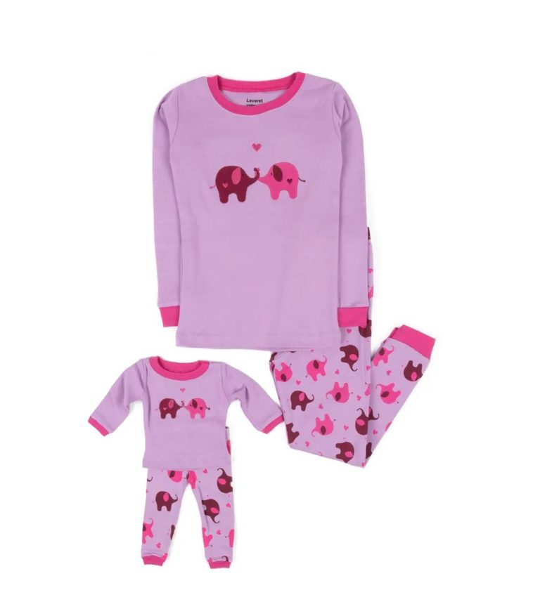 Image of Elephant Pajama & Matching Doll Pajama Set