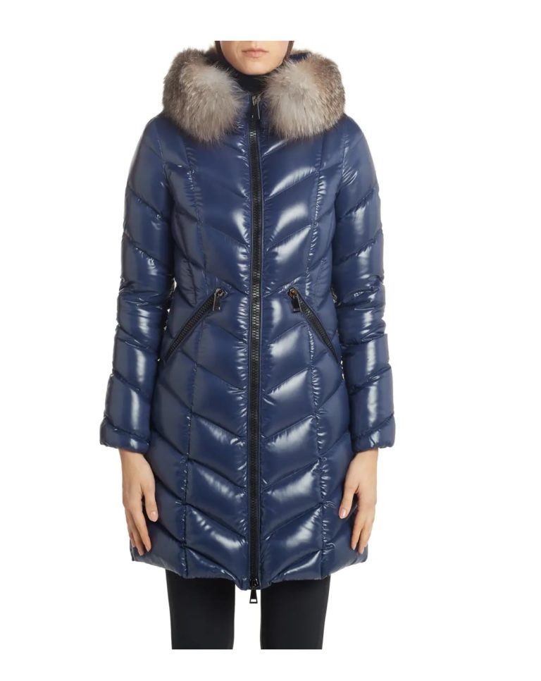 Image of Quilted Down Puffer Coat with Removable Genuine Fox Fur Trim