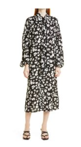 Floral Long Sleeve Pussy Bow Dress