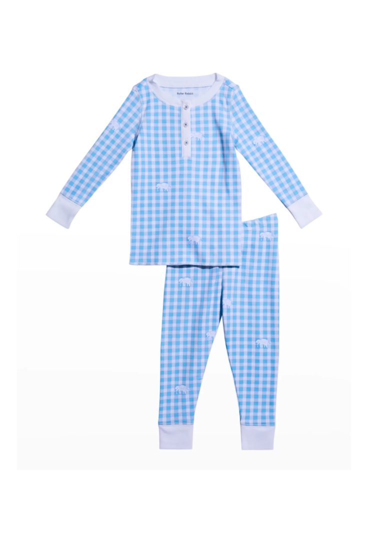 Image of Kid's Hathi Gingham 2-Piece Pajama Set, Size 2-12