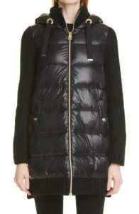 Sequin Quilted Down Front Sweater Coat