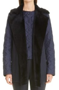 Genuine Shearling Trim Belted Vest