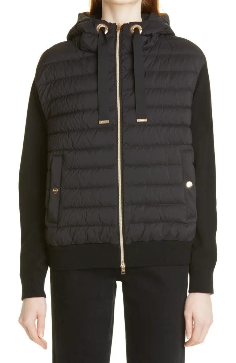 Image of Knit Sleeves Hooded Down Puffer Jacket
