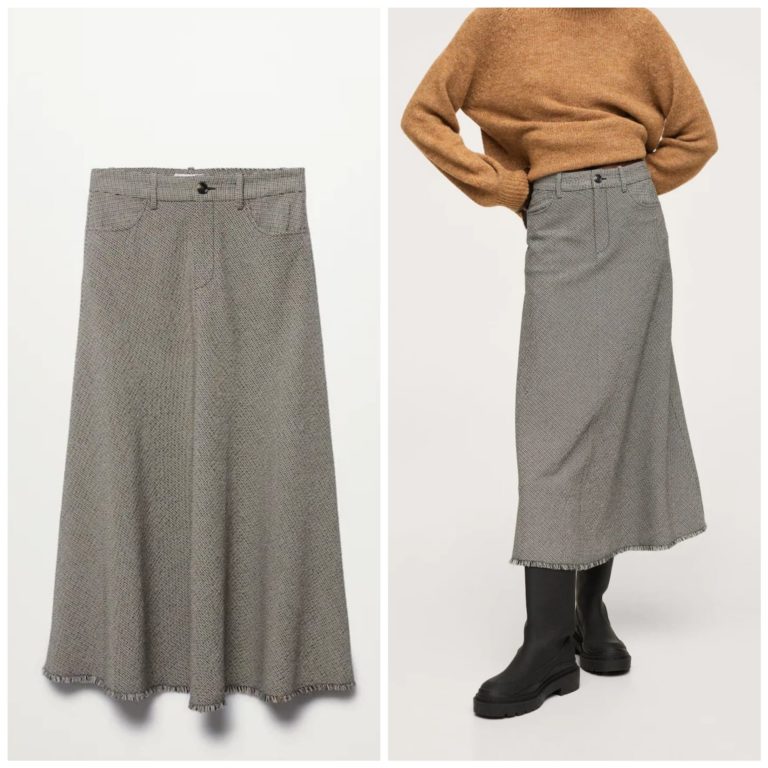 Image of Checked midi skirt