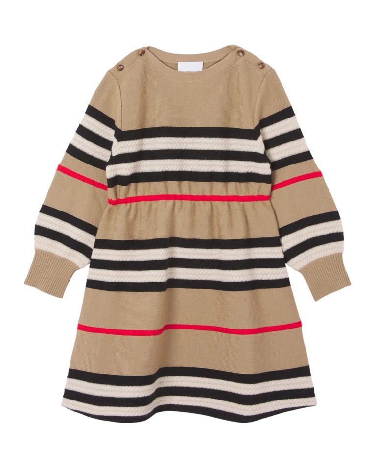 Image of Girl's Leeta Rib Knit Icon Stripe Dress, Size 3-14