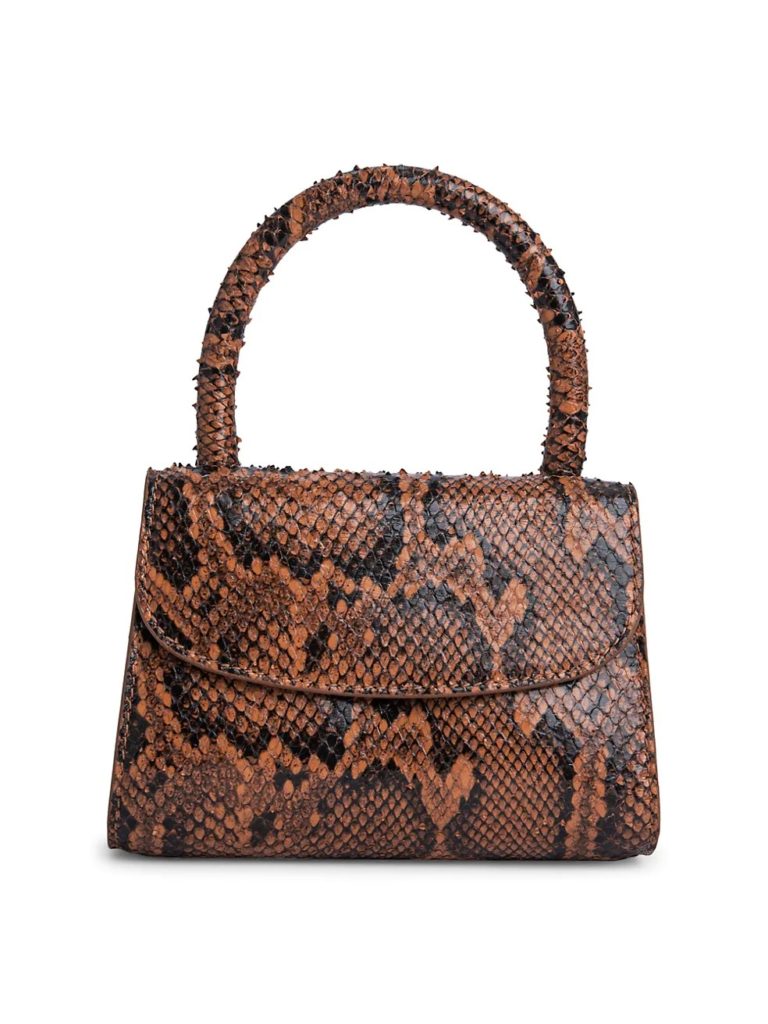 Image of Mini Snake-Print Leather Top Handle Bag
