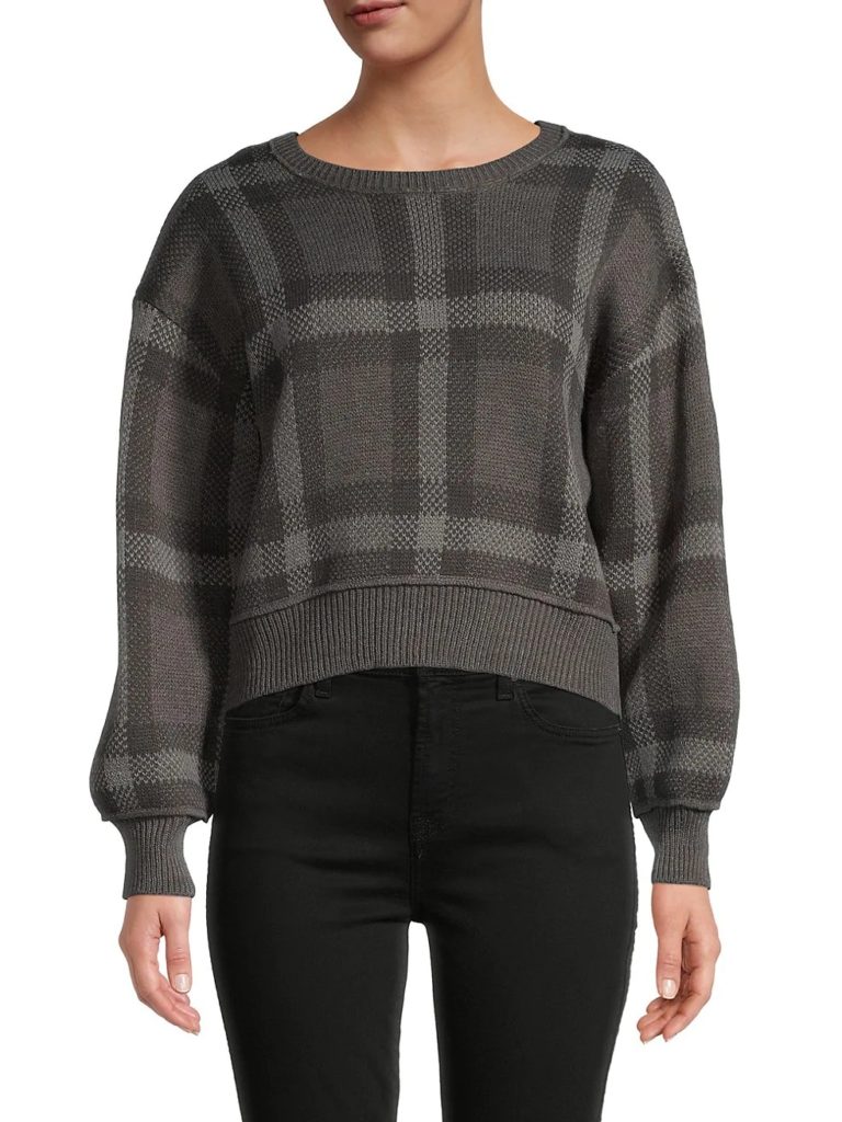 Image of Plaid Dropped Shoulder Sweater