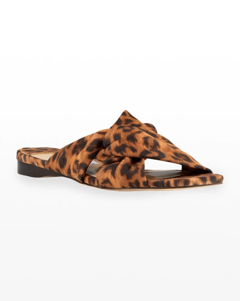 Image of Narisa Knotted Leopard-Print Flat Sandals
