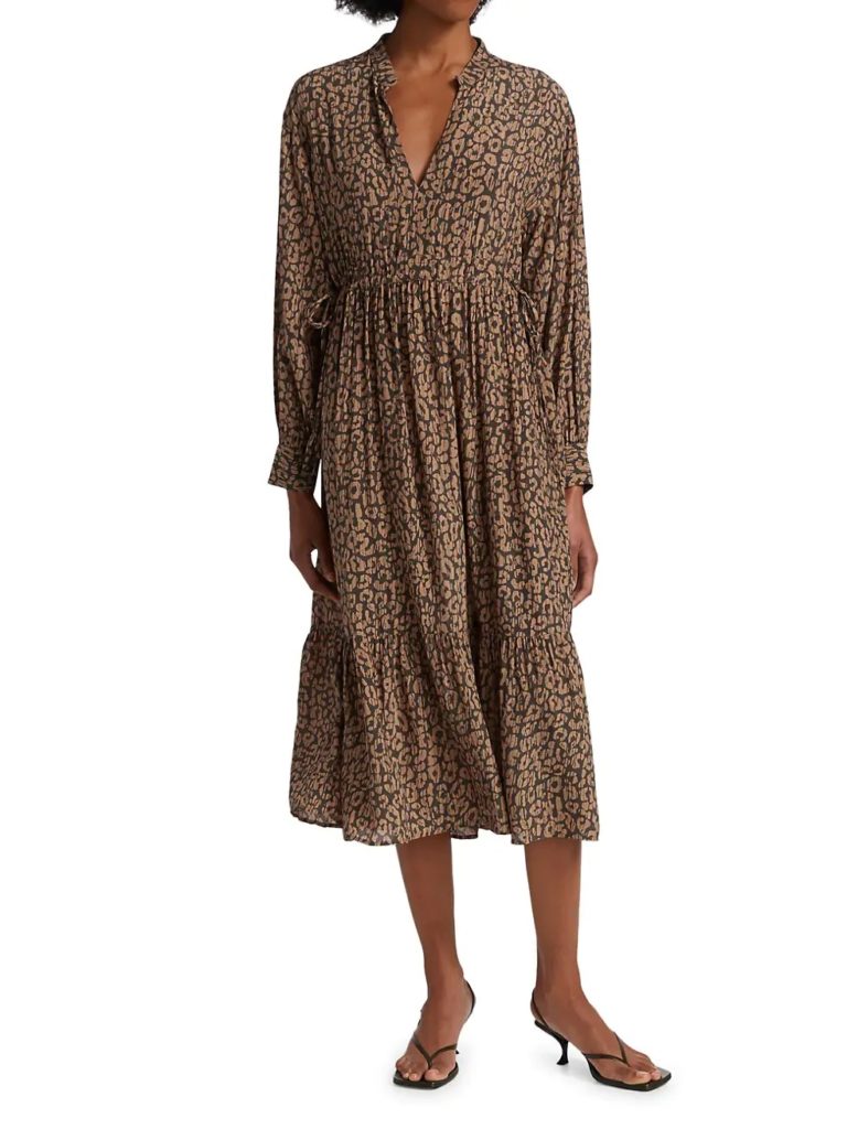 Image of Maple Leopard-Print Midi-Dress