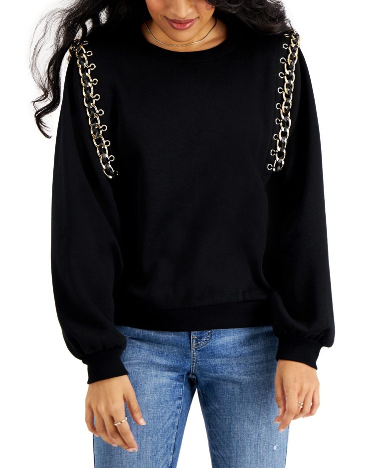 Image of Petite Chain-Detail Sweatshirt