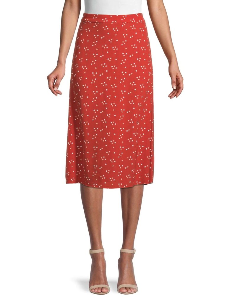 Image of Dot-Print Midi Skirt