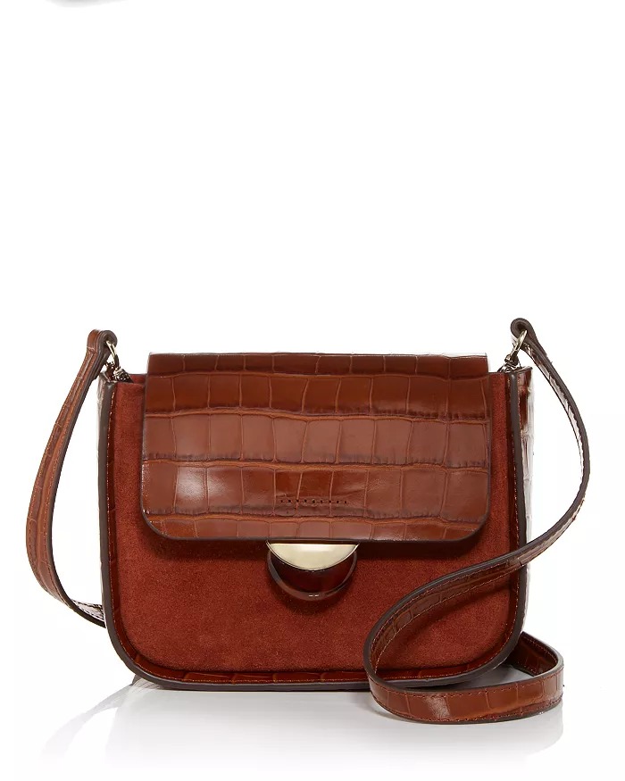 Image of Croc Embossed Leather & Suede Crossbody