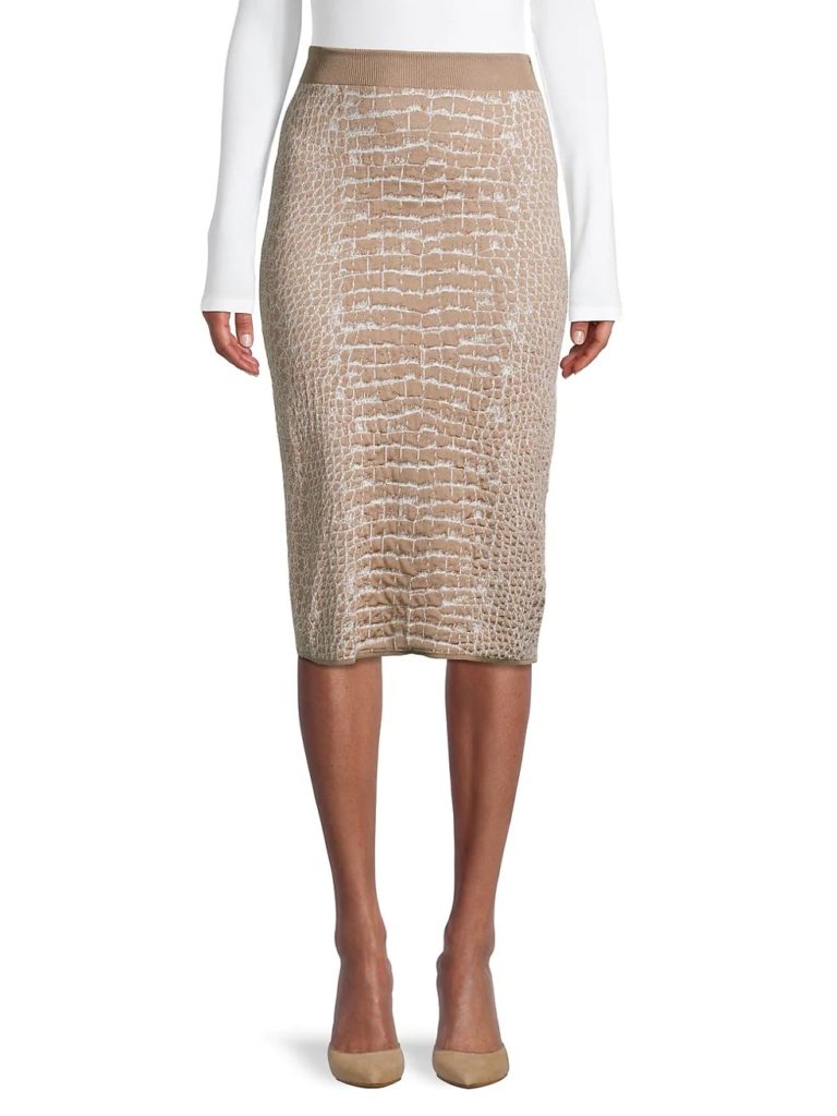 Image of Frannia Faux Snake Textured Pencil Skirt