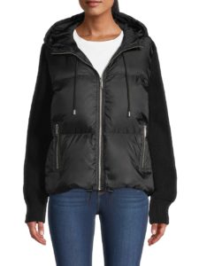 Knit-Sleeve Down Puffer Jacketp