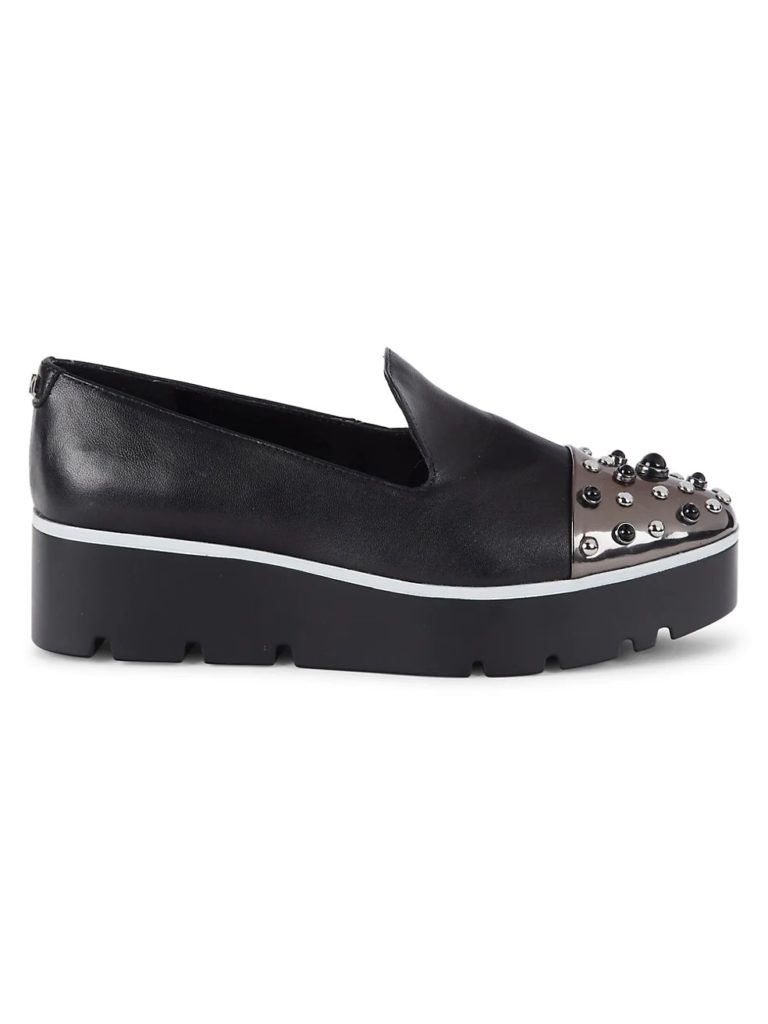 Image of Brinlee Faux-Pearl & Leather Platform Loafers