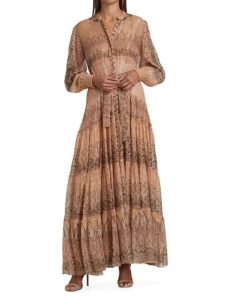Shirred Belted Maxi Dress