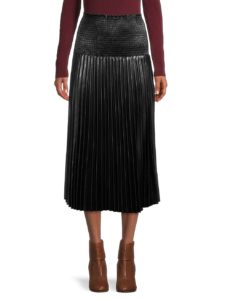 ​​Willow Smocked Faux Leather Skirt