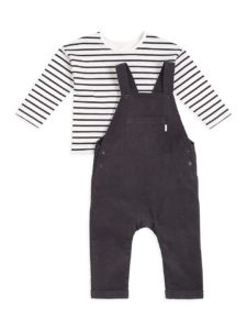 Baby Boy's 2-Piece Petit Lem Firsts Stripe Top And Overalls Setp