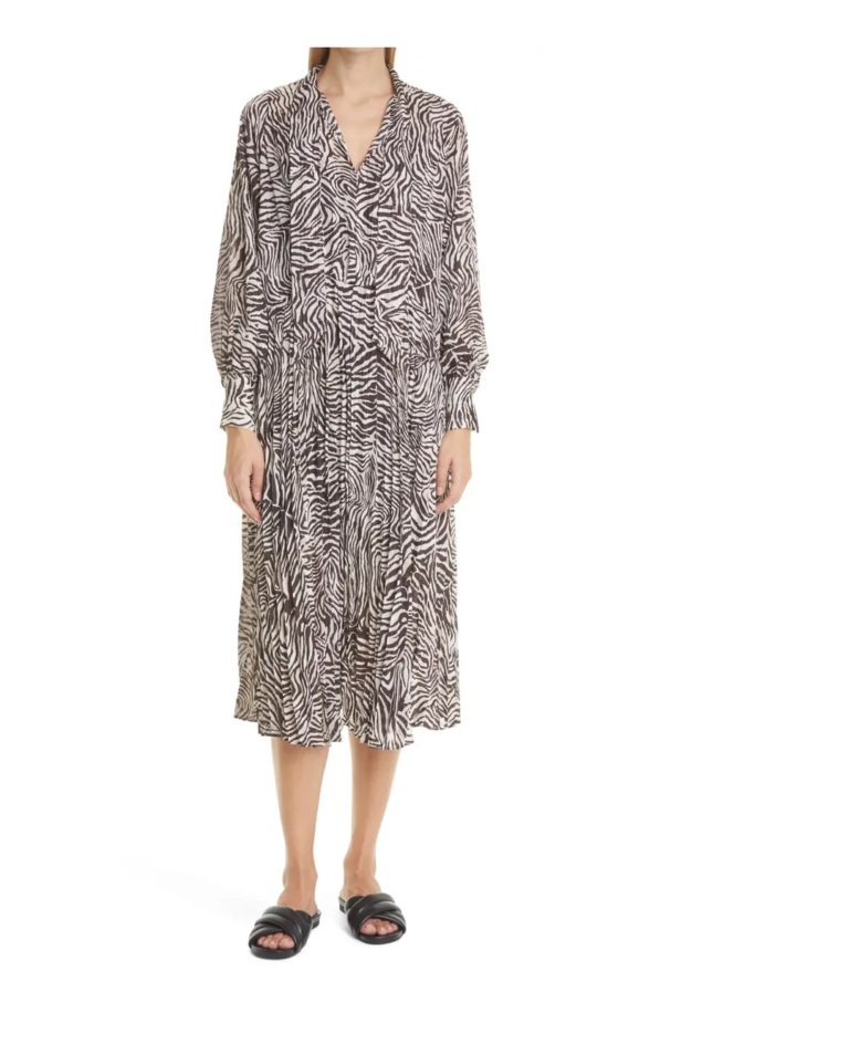 Image of Dorothe Abstract Animal Print Long Sleeve Midi Dress
