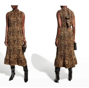 Melina Leopard-Print Pleated Dress size 2-4p