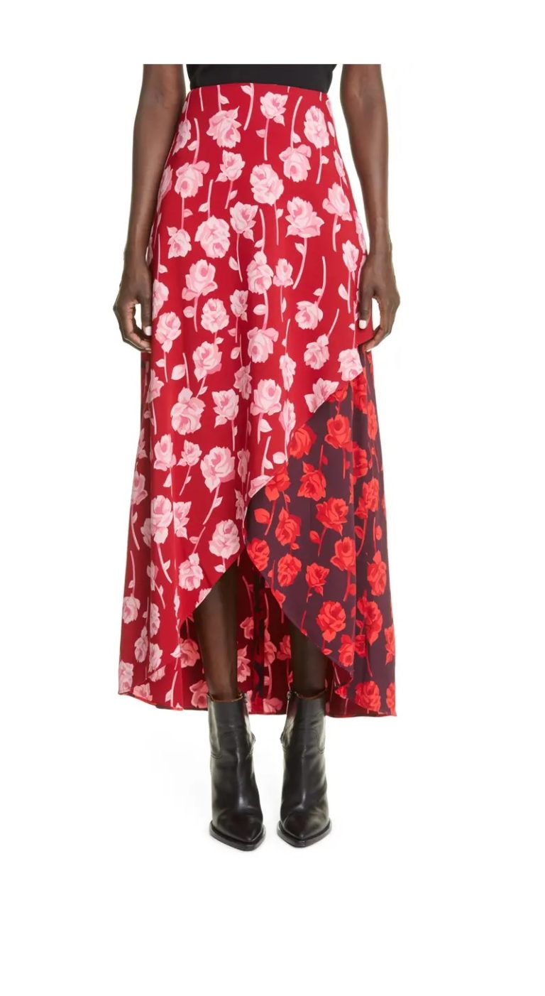 Image of Floral Print High Low Tulip Skirt