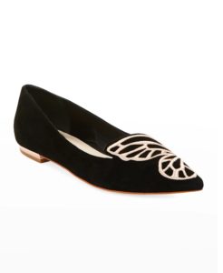 Bibi Butterfly Embroidered Suede Flatsp