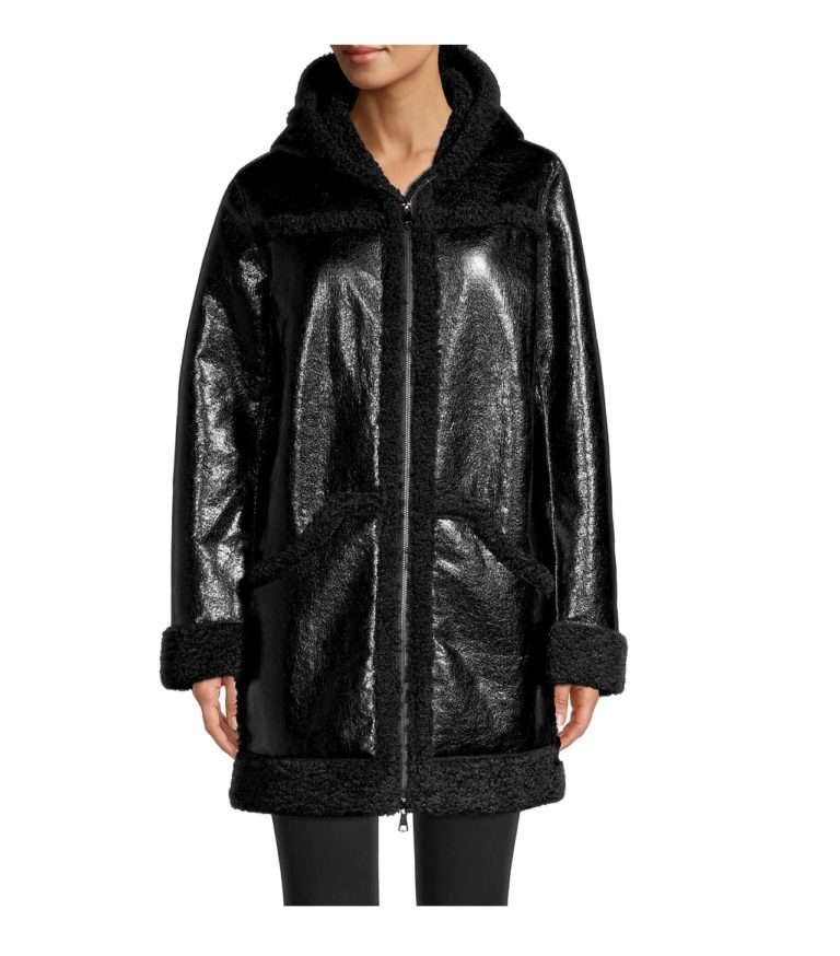 Image of Ariana Hooded Faux Shearling Coat