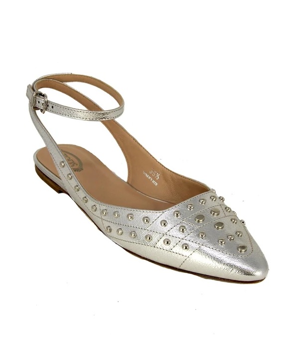 Image of Pointed-Toe Leather Ballet Flat