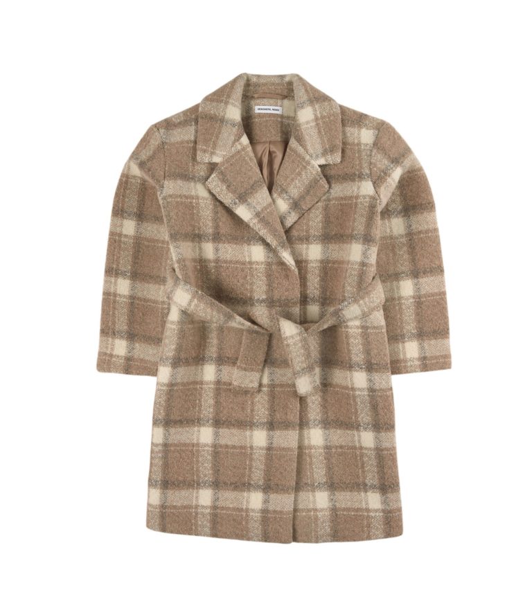 Image of Checked Coat Beige size 10-16