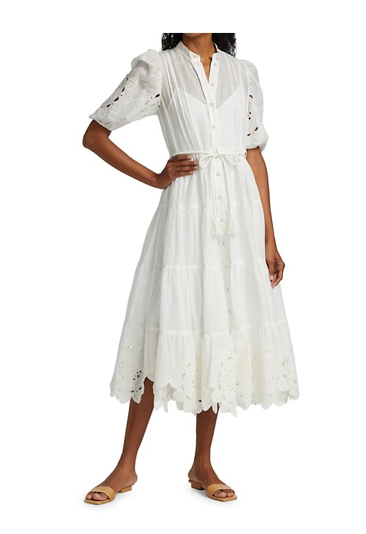 Image of Teddy Scallop Frill Mid Dress