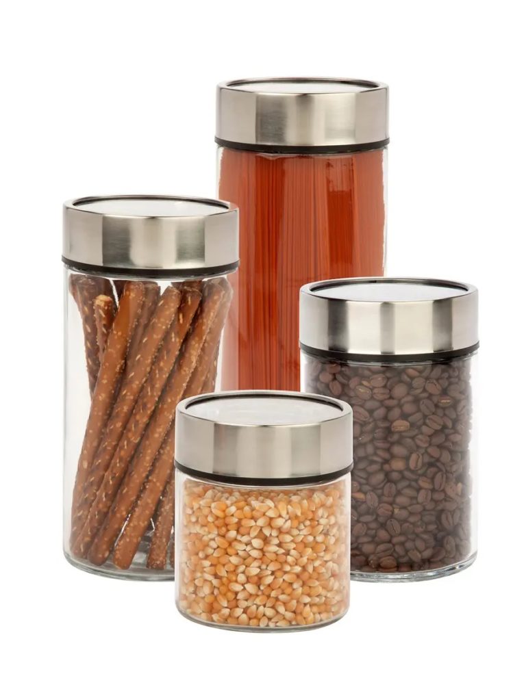 Image of 4 Piece Date Dial Lid Glass Canister Set