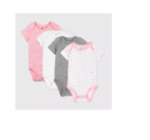 Honest Baby Girls' 4pk Love Dot Organic Cotton Short Sleeve Bodysuit - Pinkp