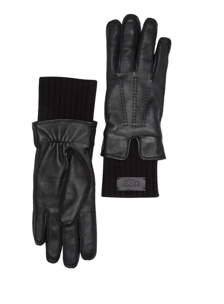 Image of Leather Knit Cuff Gloves
