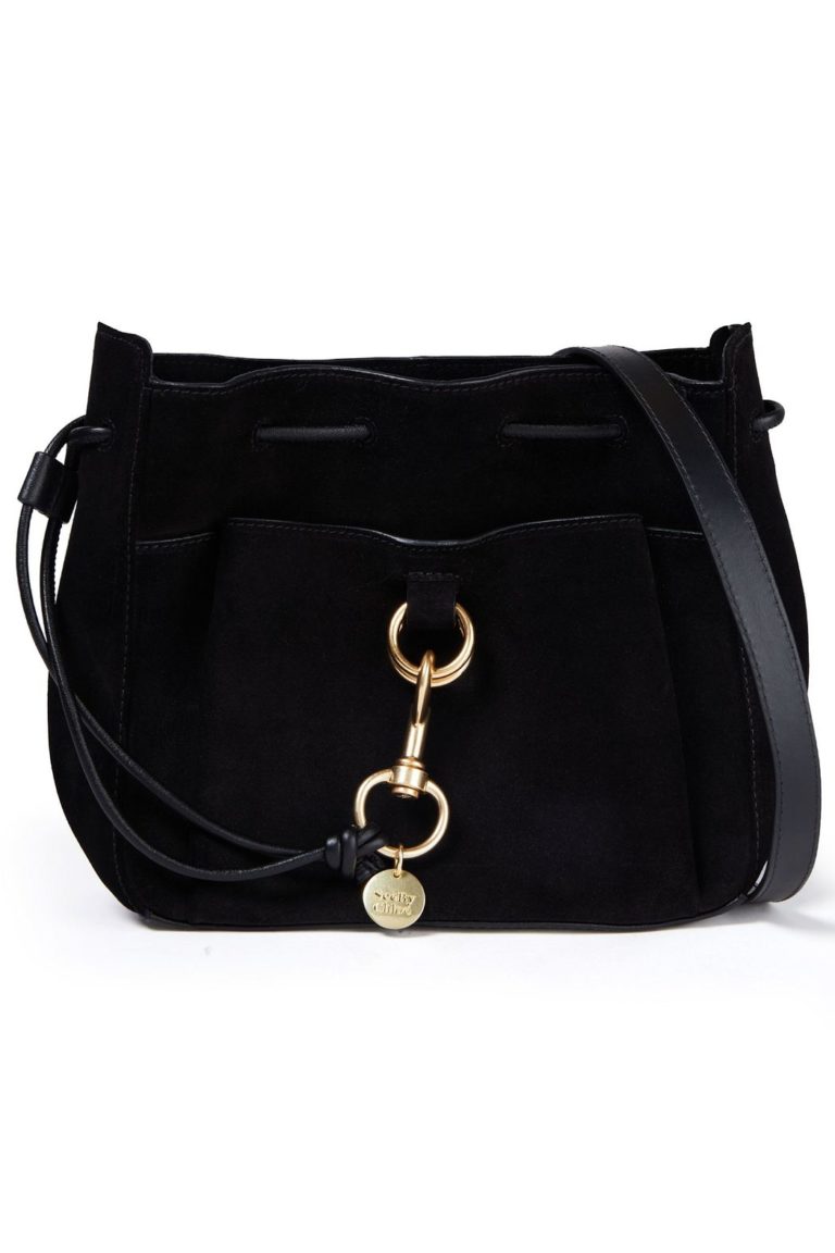 Image of Tony medium suede and leather shoulder bag